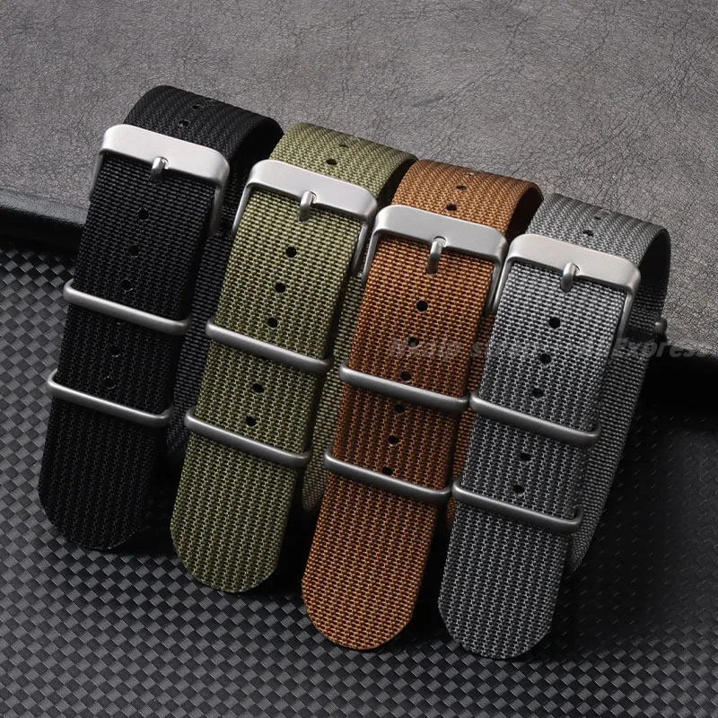 Nato Strap Nylon - 늑골이있는 나일론 시계 스트랩 18mm 20mm