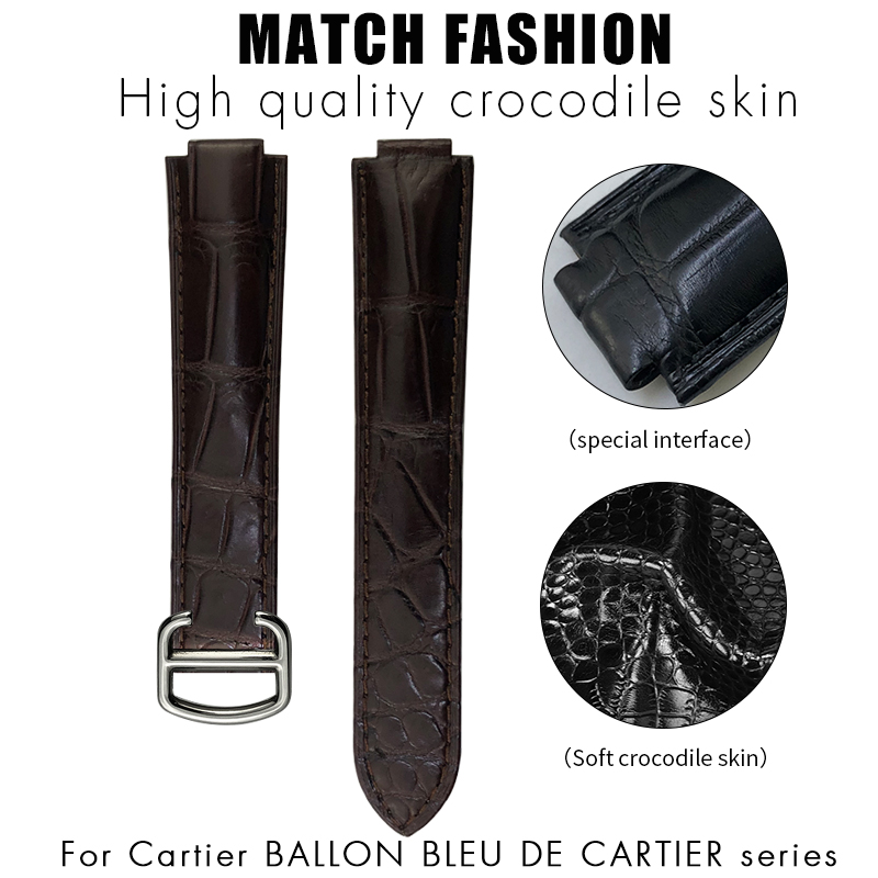 Cartier Watch Ballon Bleu - 악어 가죽 시계 스트랩, 볼론 블루