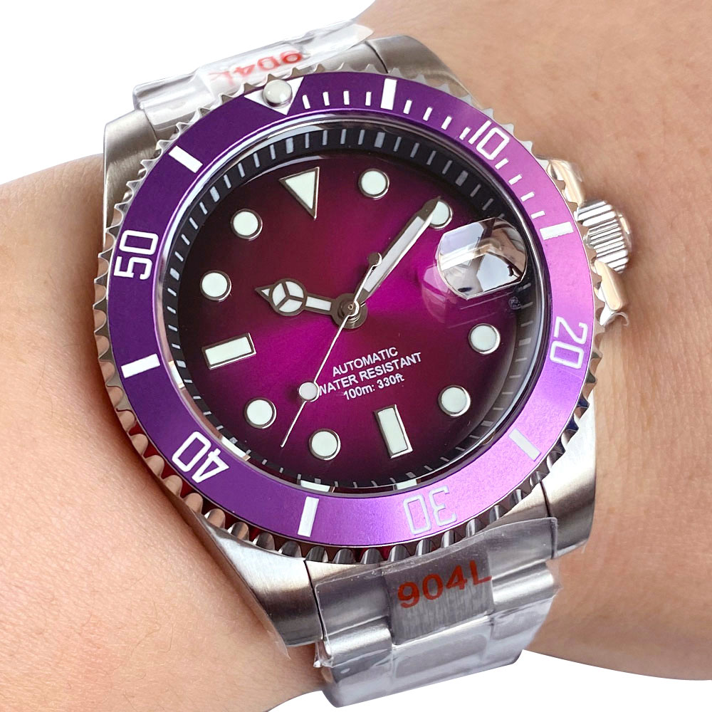 탄도리오 미스티 퍼플/레드 무균 40mm NH35A 자 - Stainless Bracelet Diver 리뷰 및 가격